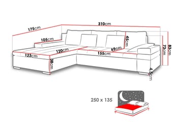 Naoma 3-seters Sovesofa med Divan L-formet Høyre med Oppbeva - Fløyel/Grå - Møbler - Sofaer - Sovesofaer