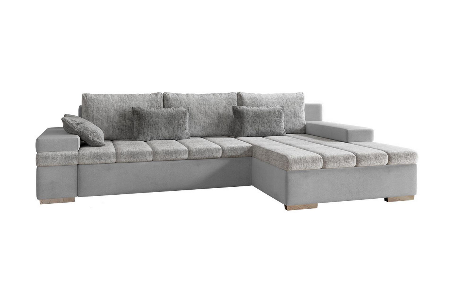 Naoma 3-seters Sovesofa med Divan L-formet Høyre med Oppbeva - Fløyel/Grå - Møbler - Sofaer - Sovesofaer