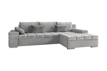 Naoma 3-seters Sovesofa med Divan L-formet Høyre med Oppbeva - Fløyel/Grå - Møbler - Sofaer - Sovesofaer