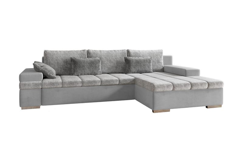 Naoma 3-seters Sovesofa med Divan L-formet Høyre med Oppbeva - Fløyel/Grå - Møbler - Sofaer - Sovesofaer