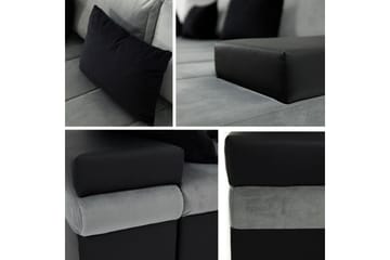 Naoma 3-seters Sovesofa med Divan L-formet Høyre med Oppbeva - Fløyel/Grå - Møbler - Sofaer - Sovesofaer