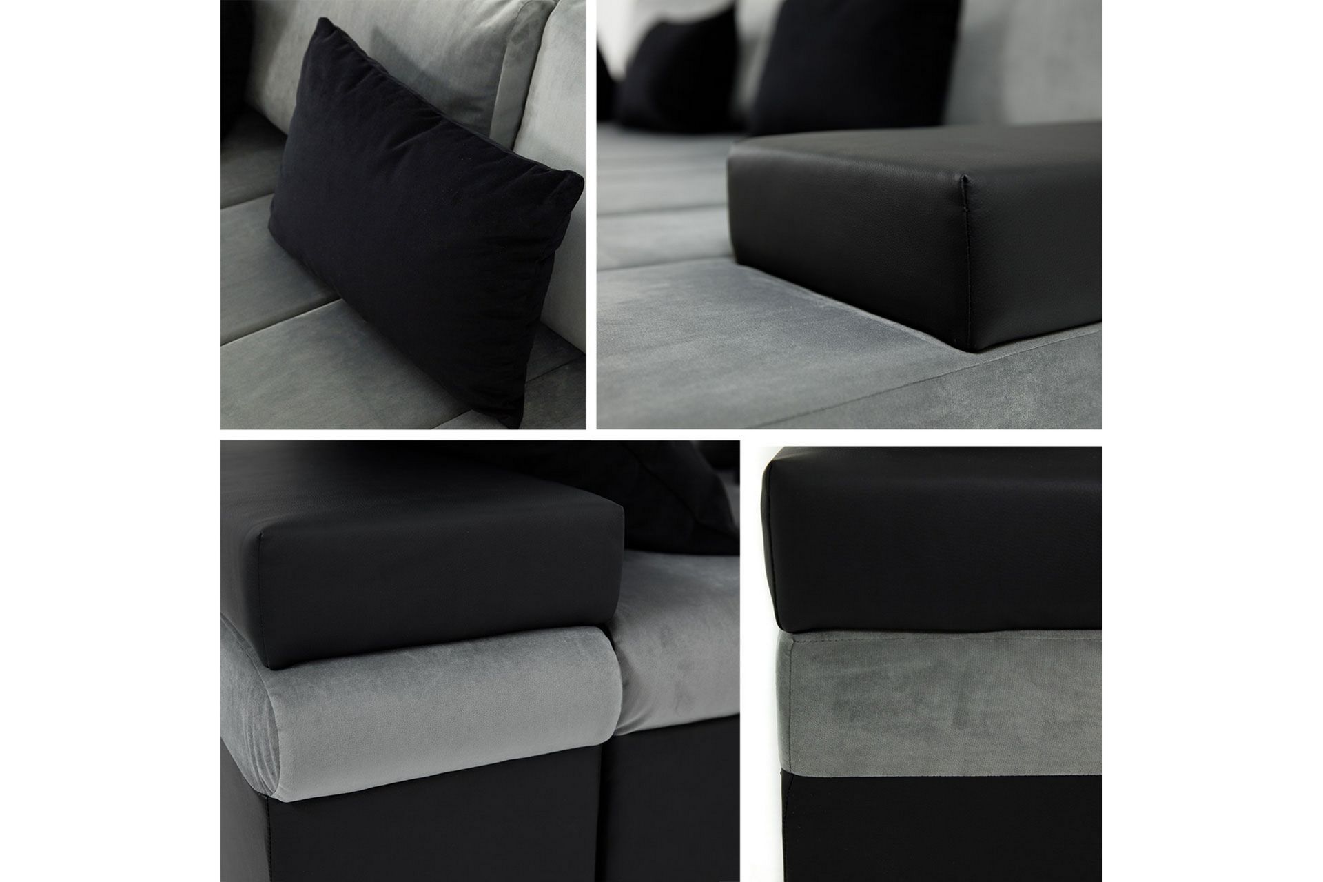 Naoma 3-seters Sovesofa med Divan L-formet Høyre med Oppbeva - Fløyel/Grå - Møbler - Sofaer - Sovesofaer