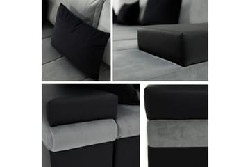 Naoma 3-seters Sovesofa med Divan L-formet Høyre med Oppbeva - Fløyel/Grå - Møbler - Sofaer - Sovesofaer