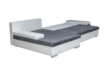 Naoma 3-seters Sovesofa med Divan L-formet Høyre med Oppbeva - Fløyel/Grå - Møbler - Sofaer - Sovesofaer