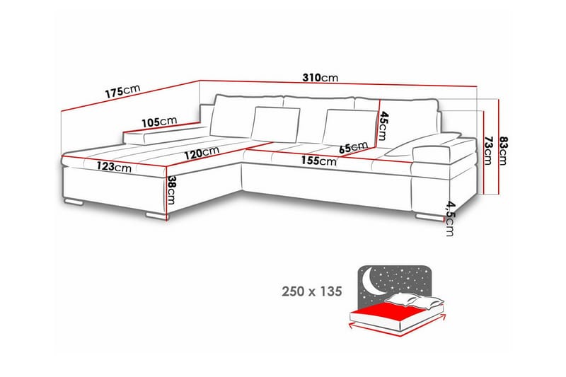 Naoma 3-sits Hörnbäddsoffa NO_BRAND beige - Møbler - Sofaer - Sovesofaer