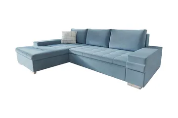 Naoma Hjørnesovesofa Universal 135x216 cm med Oppbevaring i Fløyel - Blå - Møbler - Sofaer - Sovesofaer