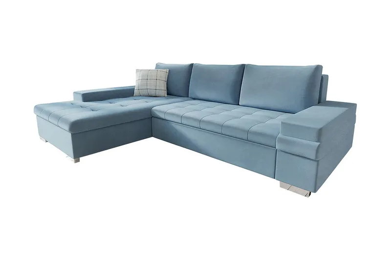 Naoma Hjørnesovesofa Universal 135x216 cm med Oppbevaring i Fløyel - Blå - Møbler - Sofaer - Sovesofaer