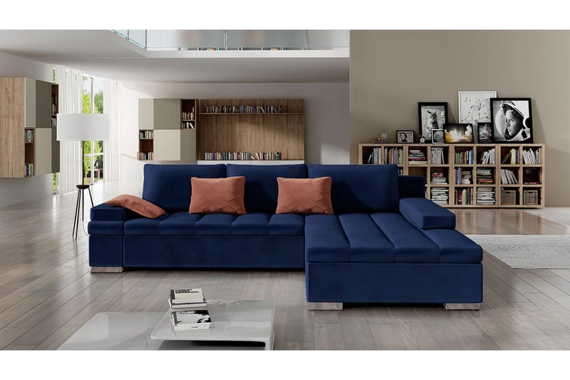 Naoma Sovesofa Høyre - Blå - Møbler - Sofaer - Sovesofaer
