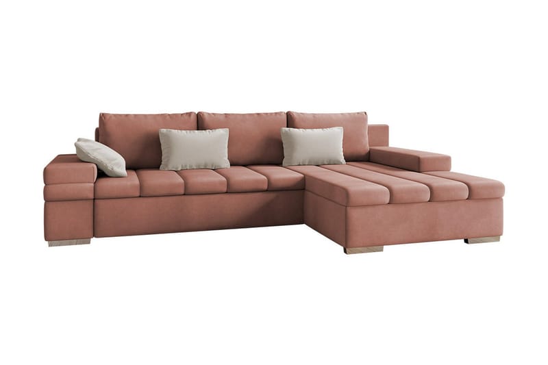 Naoma Sovesofa m. Divan 3-seters L-formet - Rosa - Sovesofaer - Sovesofa divan