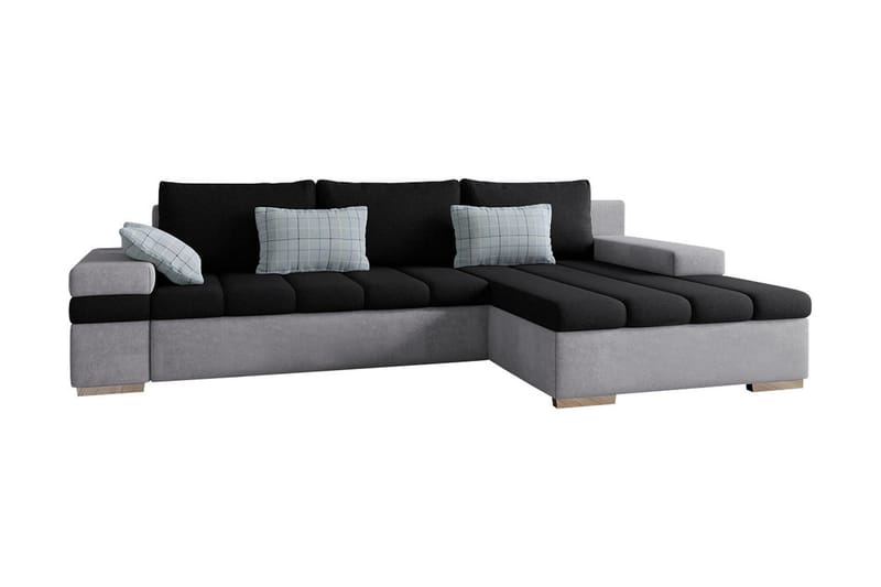 Naoma Sovesofa m. Divan 3-seters L-formet - Svart/Grå - Møbler - Sofaer - Sovesofaer