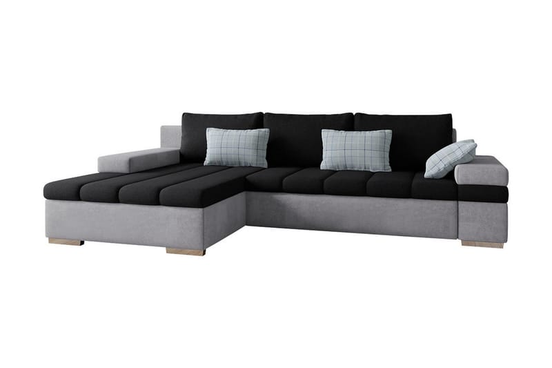 Naoma Sovesofa m. Divan 3-seters L-formet - Svart/Grå - Møbler - Sofaer - Sovesofaer