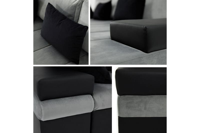 Naoma Sovesofa m. Divan 3-seters L-formet - Svart/Grå - Møbler - Sofaer - Sovesofaer