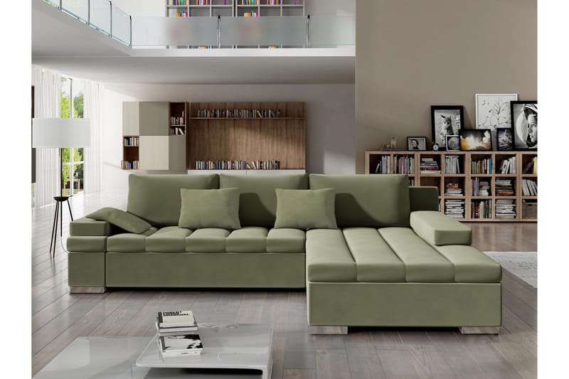 Naoma Sovesofa Med 3-Seters Divan, Grønn