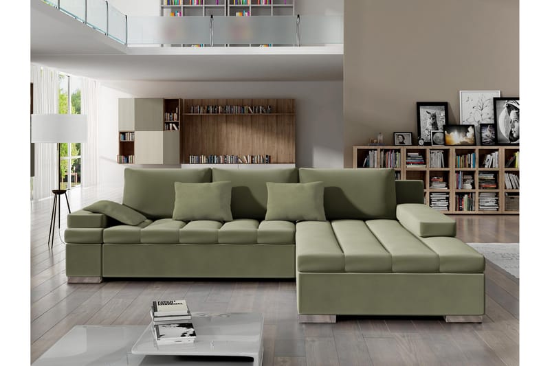 Naoma Sovesofa Med 3-Seters Divan - Grønn - Møbler - Sofaer - Sovesofaer