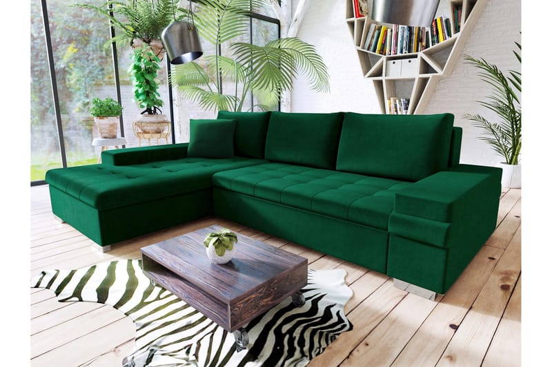 Naoma Sovesofa Med 3-Seters Divan - Svart/Brun - Møbler - Sofaer - Sovesofaer