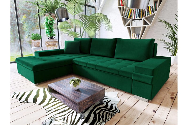 Naoma Sovesofa Med 3-Seters Divan, Svart/Brun