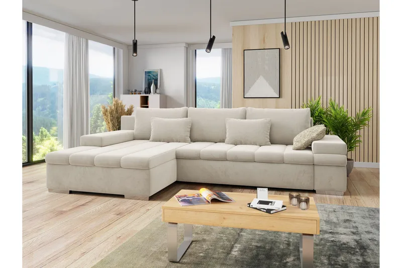 Naoma Sovesofa med Divan 4-sits - Beige - Møbler - Sofaer - Sovesofaer