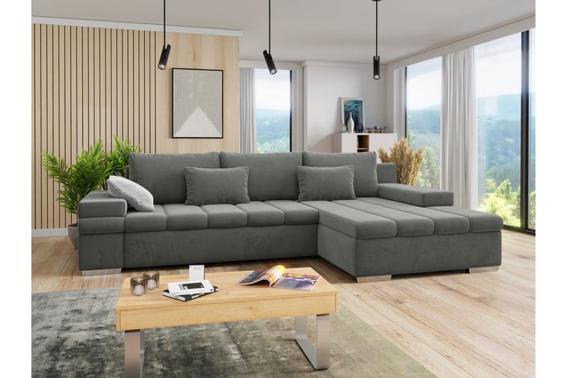 Naoma Sovesofa med Divan 4-sits - Grå - Møbler - Sofaer - Sovesofaer