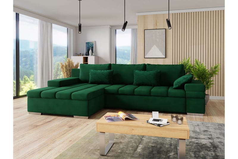 Naoma Sovesofa med Divan 4-sits - Grønn - Møbler - Sofaer - Sovesofaer