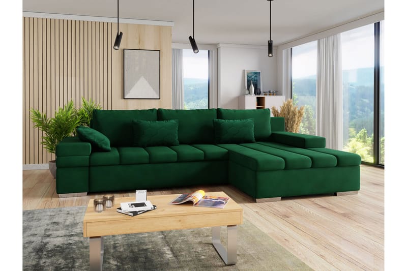 Naoma Sovesofa med Divan 4-sits - Grønn - Møbler - Sofaer - Sovesofaer