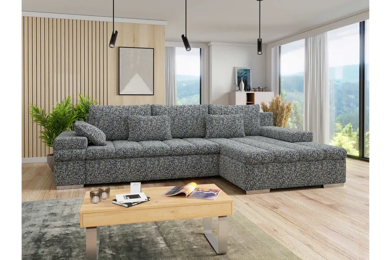 Naoma Sovesofa med Divan 4-sits - Marineblå - Møbler - Sofaer - Sovesofaer