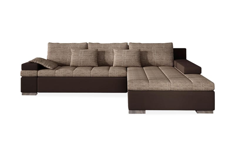 Naoma Sovesofa med Divan Høyre - Beige/Brun - Sovesofaer - Sovesofa divan - Skinnsofaer