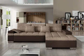 Naoma Sovesofa med Divan Høyre - Beige/Brun - Møbler - Sofaer - Sovesofaer