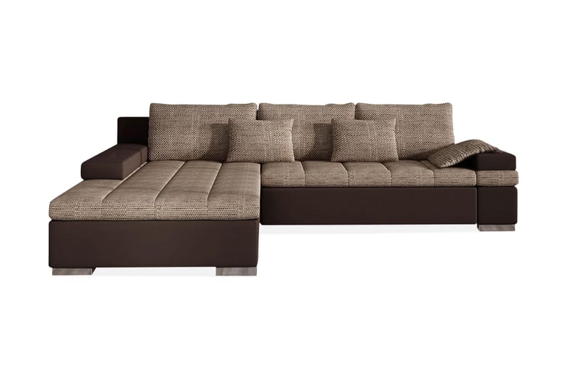 Naoma Sovesofa med Divan Venstre - Beige/Brun - Sovesofaer - Sovesofa divan - Skinnsofaer