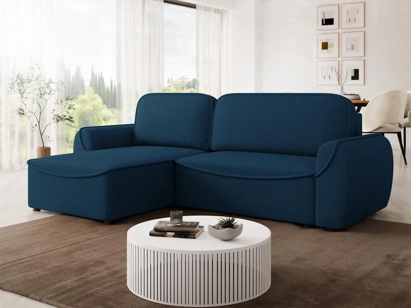 Navrel 3-seters Sovesofa med Sjeselong og Oppbevaring - Blå - Møbler - Sofaer - Sovesofaer