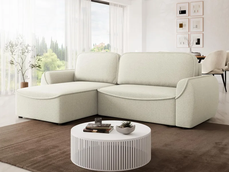 Navrel 3-seters Sovesofa med Sjeselong og Oppbevaring - Lys beige - Møbler - Sofaer - Sovesofaer