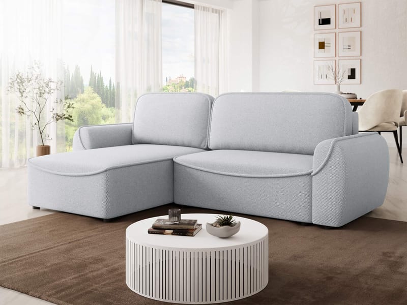 Navrel 3-seters Sovesofa med Sjeselong og Oppbevaring - Lys grå - Møbler - Sofaer - Sovesofaer