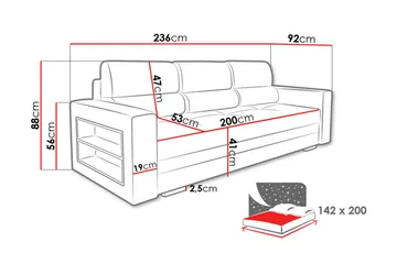 Nemo Sovesofa 236x92x88 cm - Møbler - Sofaer - Sovesofaer