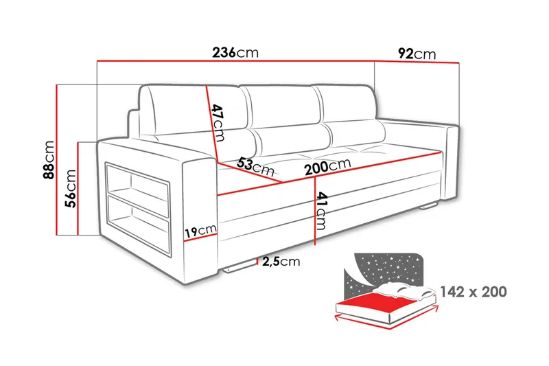 Nemo Sovesofa 236x92x88 cm - Møbler - Sofaer - Sovesofaer