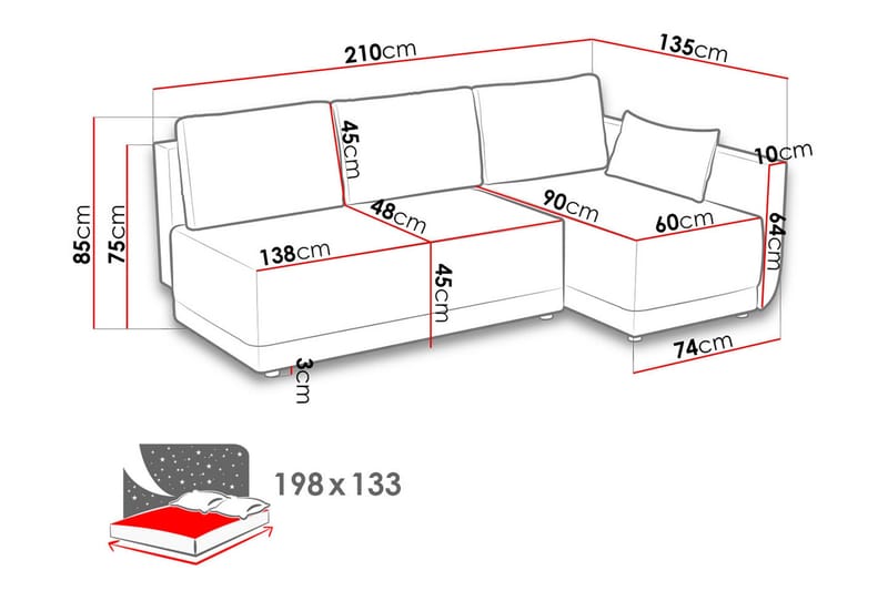 Nestor Hjørnesofa Høyre - Svart - Møbler - Sofaer - Sovesofaer