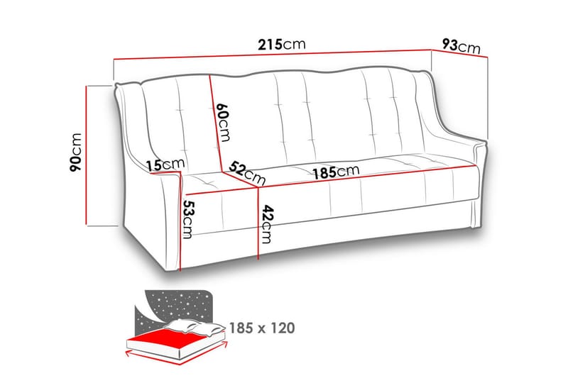 Niagara Sofa - Svart/Grå - Møbler - Sofaer - Sovesofaer