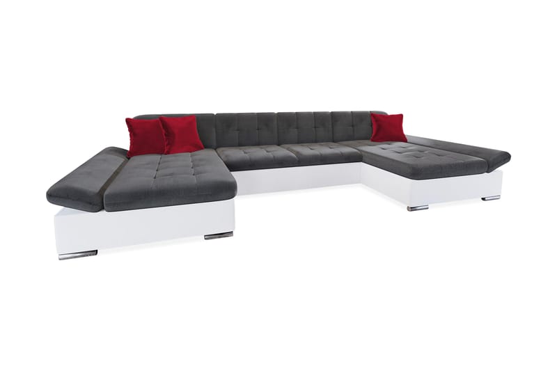 Niesha U-sovesofa - Grå/Hvit/Rød - Møbler - Sofaer - Sovesofaer