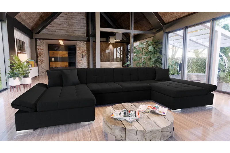 Niesha U-sovesofa - Svart - Møbler - Sofaer - Sovesofaer