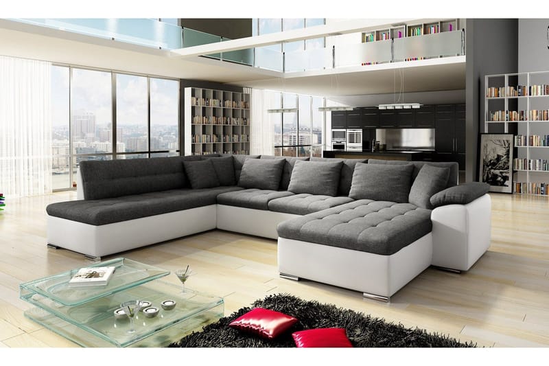Niko U-sovesofa 350x205x76 cm - Beige / Grå - Møbler - Sofaer - Sovesofaer
