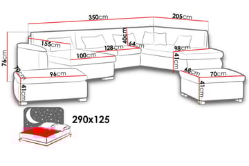 Niko U-sovesofa 350x205x76 cm - Beige / Grå - Møbler - Sofaer - Sovesofaer