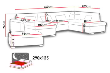 Niko U-sovesofa 350x205x76 cm - Beige / Grå - Møbler - Sofaer - Sovesofaer
