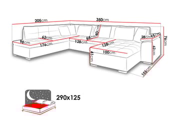 Niko U-sovesofa 350x205x76 cm - Beige / Grå - Møbler - Sofaer - Sovesofaer