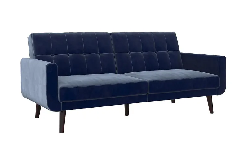 Nola 3-seters Sovesofa Fløyel/Blå - Dorel Home - Møbler - Sofaer - Sovesofaer - Langsgående sovesofa