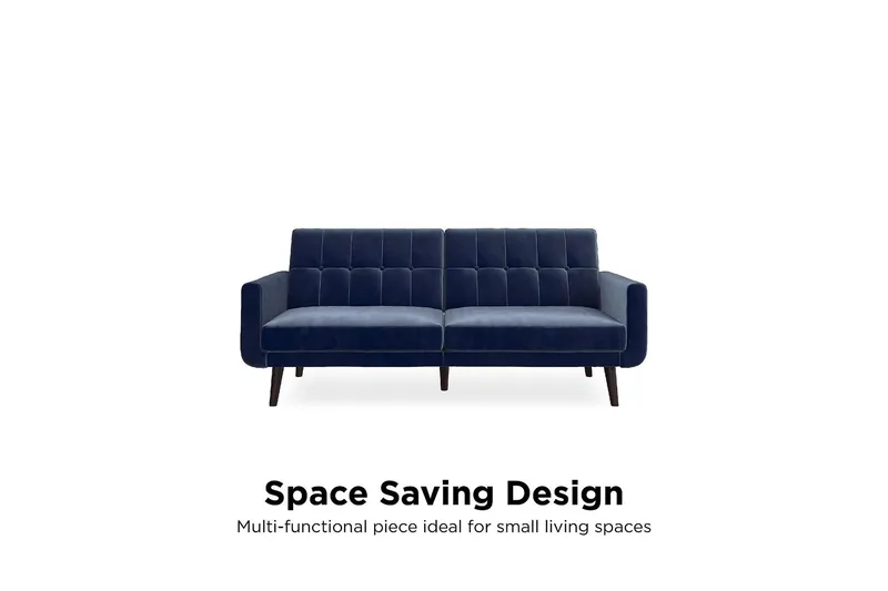 Nola 3-seters Sovesofa Fløyel/Blå - Dorel Home - Møbler - Sofaer - Sovesofaer - Langsgående sovesofa