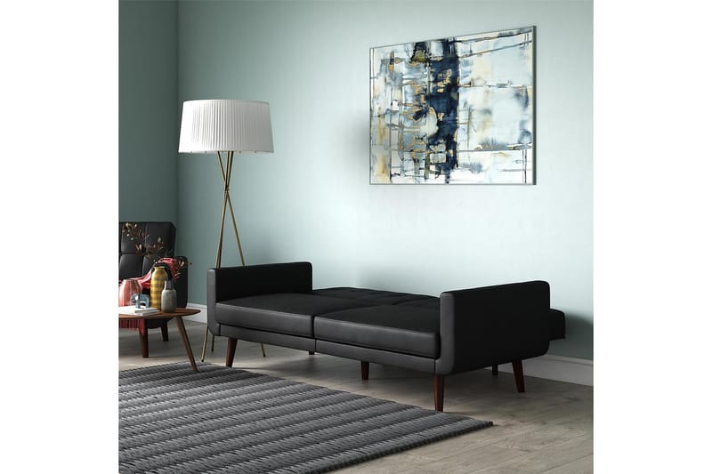 Nola 3-seters Sovesofa Kunstlær/Svart - Dorel Home - Møbler - Sofaer - Sovesofaer - Langsgående sovesofa