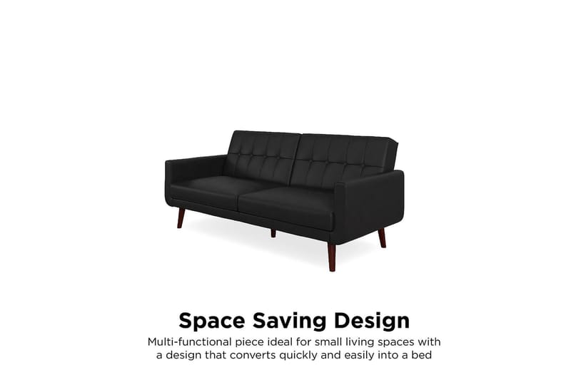 Nola 3-seters Sovesofa Kunstlær/Svart - Dorel Home - Møbler - Sofaer - Sovesofaer - Langsgående sovesofa