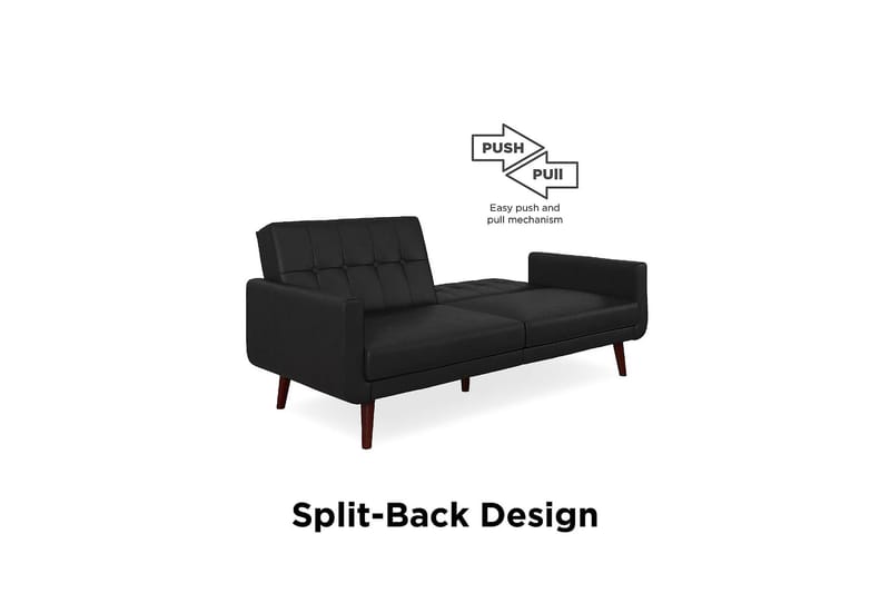 Nola 3-seters Sovesofa Kunstlær/Svart - Dorel Home - Møbler - Sofaer - Sovesofaer - Langsgående sovesofa