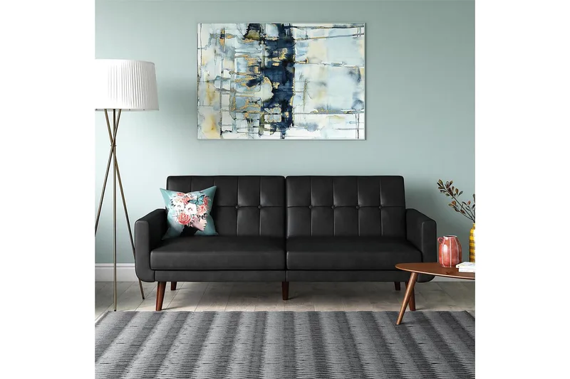 Nola 3-seters Sovesofa Kunstlær/Svart - Dorel Home - Møbler - Sofaer - Sovesofaer - Langsgående sovesofa