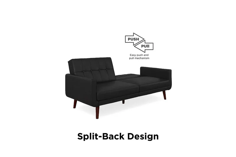Nola 3-seters Sovesofa Kunstlær/Svart - Dorel Home - Møbler - Sofaer - Sovesofaer - Langsgående sovesofa