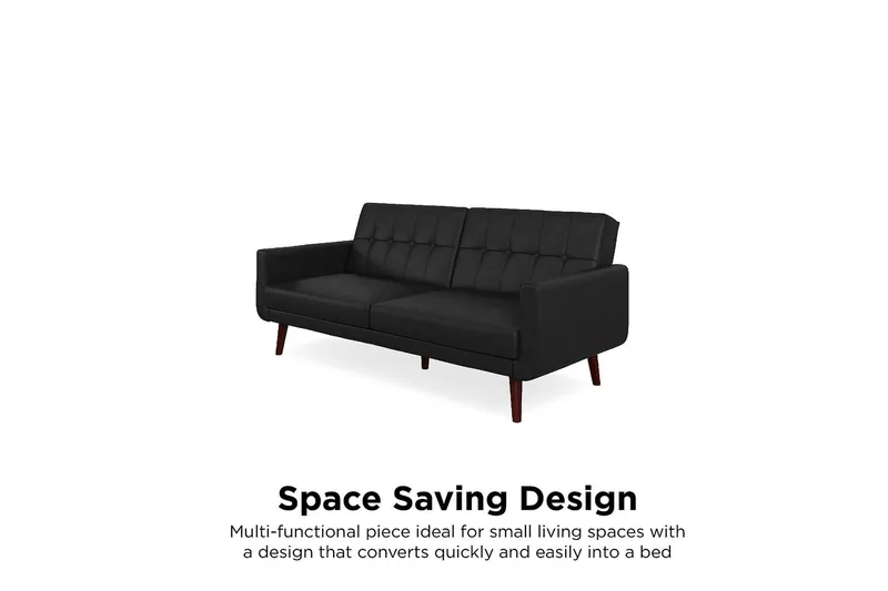 Nola 3-seters Sovesofa Kunstlær/Svart - Dorel Home - Møbler - Sofaer - Sovesofaer - Langsgående sovesofa