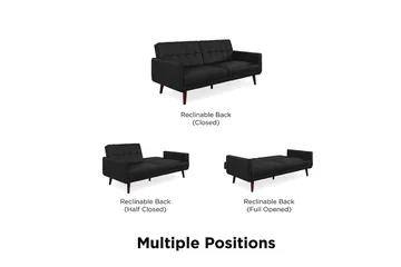 Nola 3-seters Sovesofa Kunstlær/Svart - Dorel Home - Møbler - Sofaer - Sovesofaer - Langsgående sovesofa
